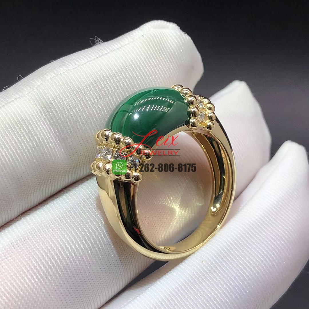 Van Cleef & Arpels 18K Yellow Gold Diamond Malachite Perlee Couleurs Ring (3)