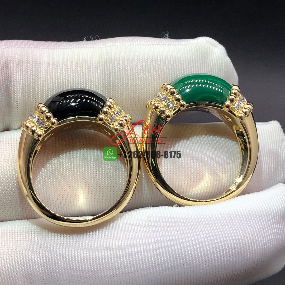 Van Cleef & Arpels 18K Yellow Gold Diamond Perlee Couleurs Ring