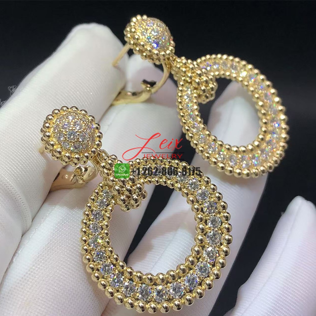Van Cleef & Arpels 18k Yellow Gold Perlée Diamonds Drop Earrings (1)