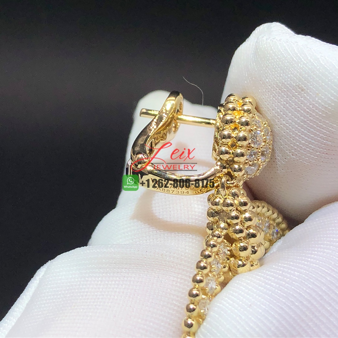 Van Cleef & Arpels 18k Yellow Gold Perlée Diamonds Drop Earrings (2)