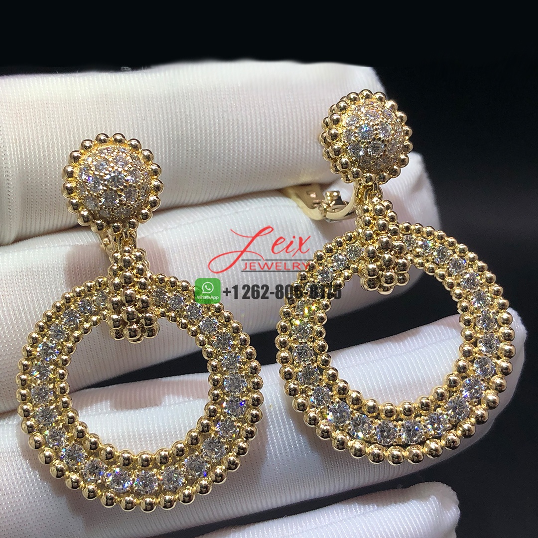 Van Cleef & Arpels 18k Yellow Gold Perlée Diamonds Drop Earrings