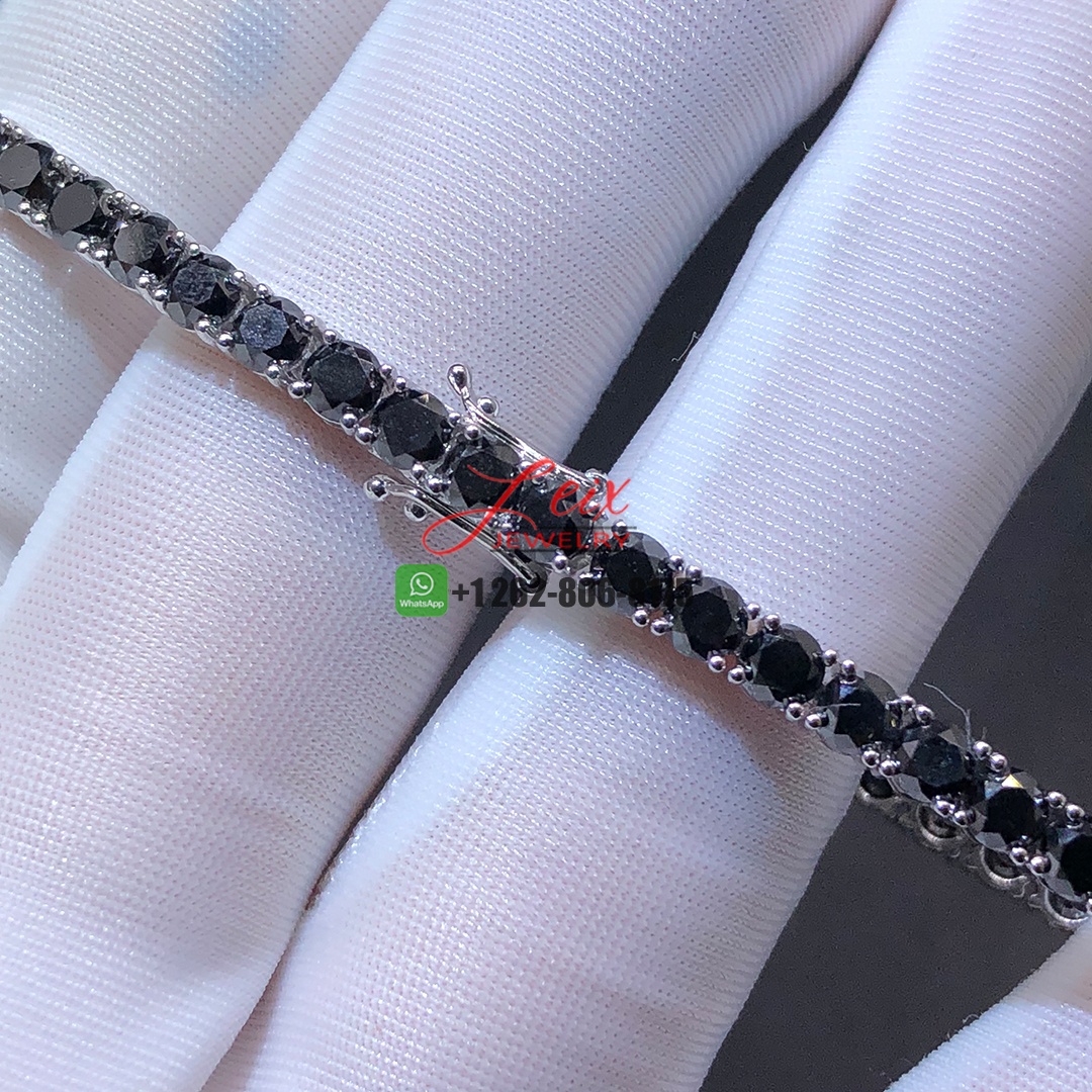 Custom Made 11.96ct Black Diamond Tennis Bracelet in 14K 18K Platinum White Gold (1)