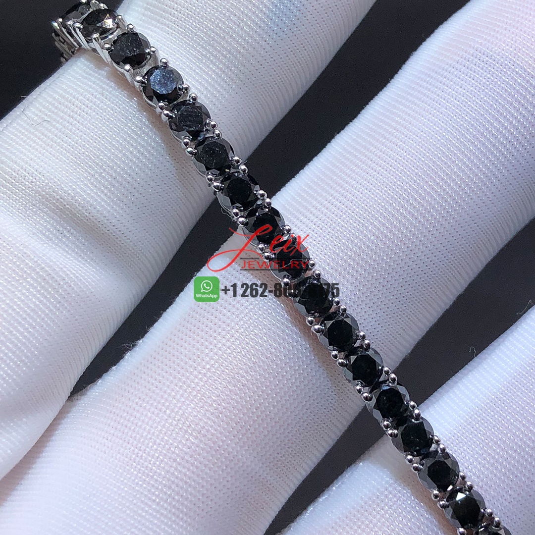 Custom Made 11.96ct Black Diamond Tennis Bracelet in 14K 18K Platinum White Gold