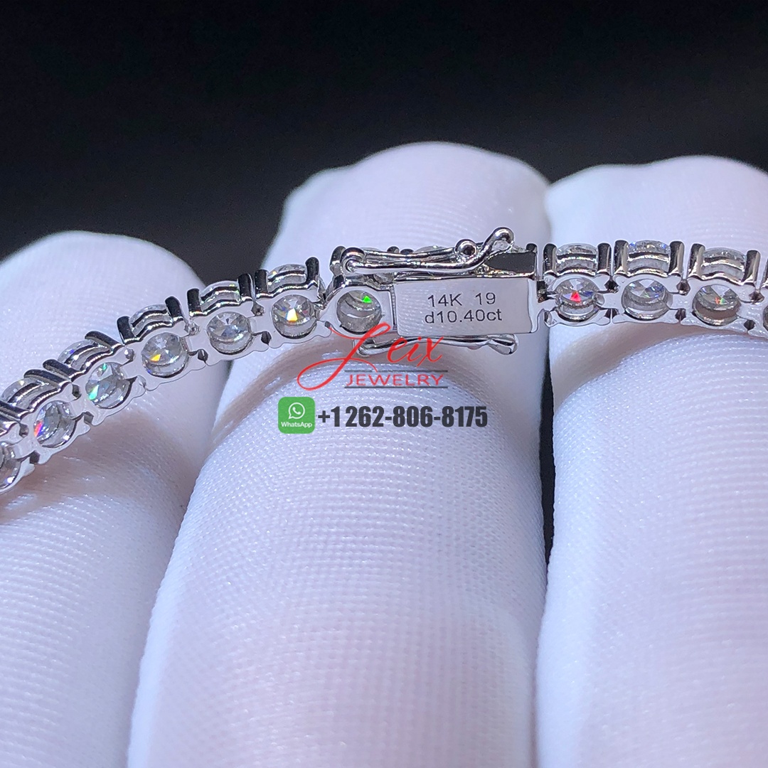 Custom Made 14k White Gold 10.4ct Lab Natural Diamonds Tennis Bracelet (1)