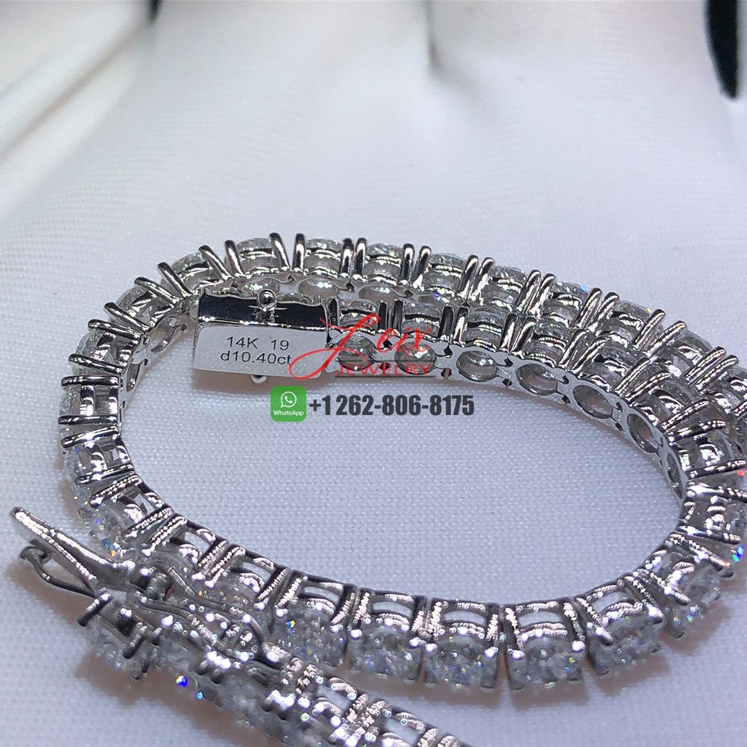 Custom Made 14k White Gold 10.4ct Lab Natural Diamonds Tennis Bracelet (2)