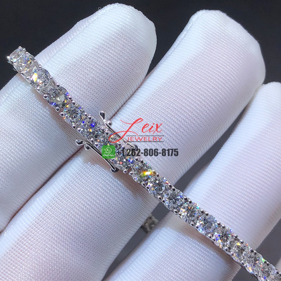 Custom Made 14k White Gold 10.4ct Lab Natural Diamonds Tennis Bracelet (4)
