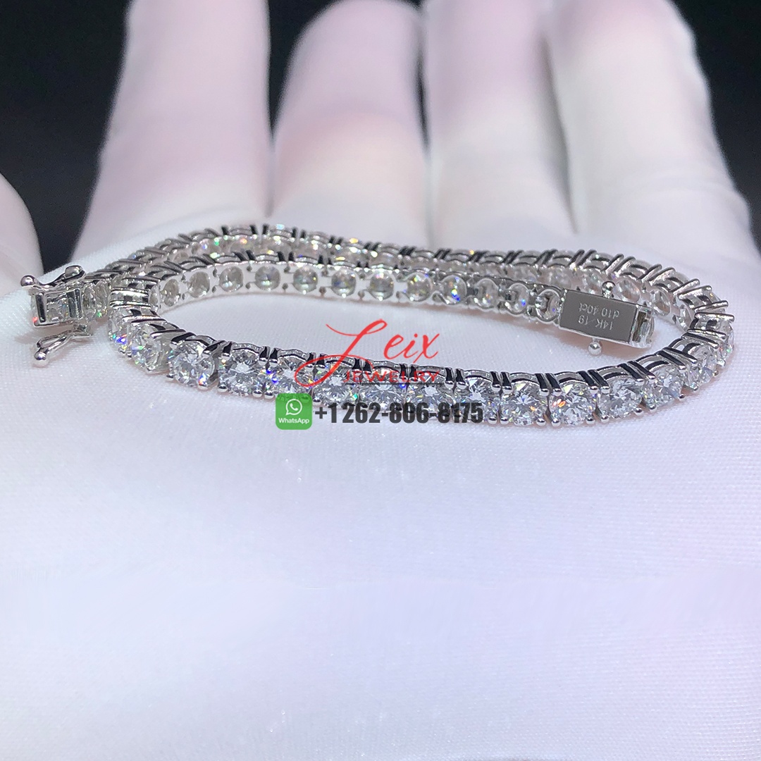 Custom Made 14k White Gold 10.4ct Lab Natural Diamonds Tennis Bracelet