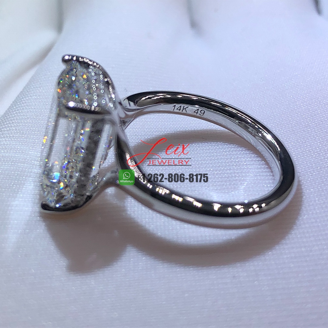 Custom Made 7.1ct Emerald Cut Diamond Engagement Ring (2)