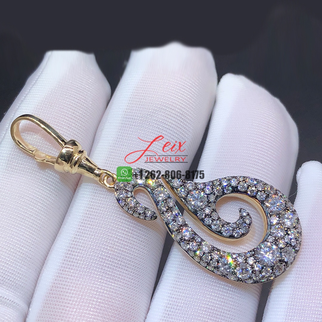 Jessica McCormack Hello Sailor Off The Hook 2.4ct Diamond Pendant 18k Yellow Gold & Blacken White Gold (1)