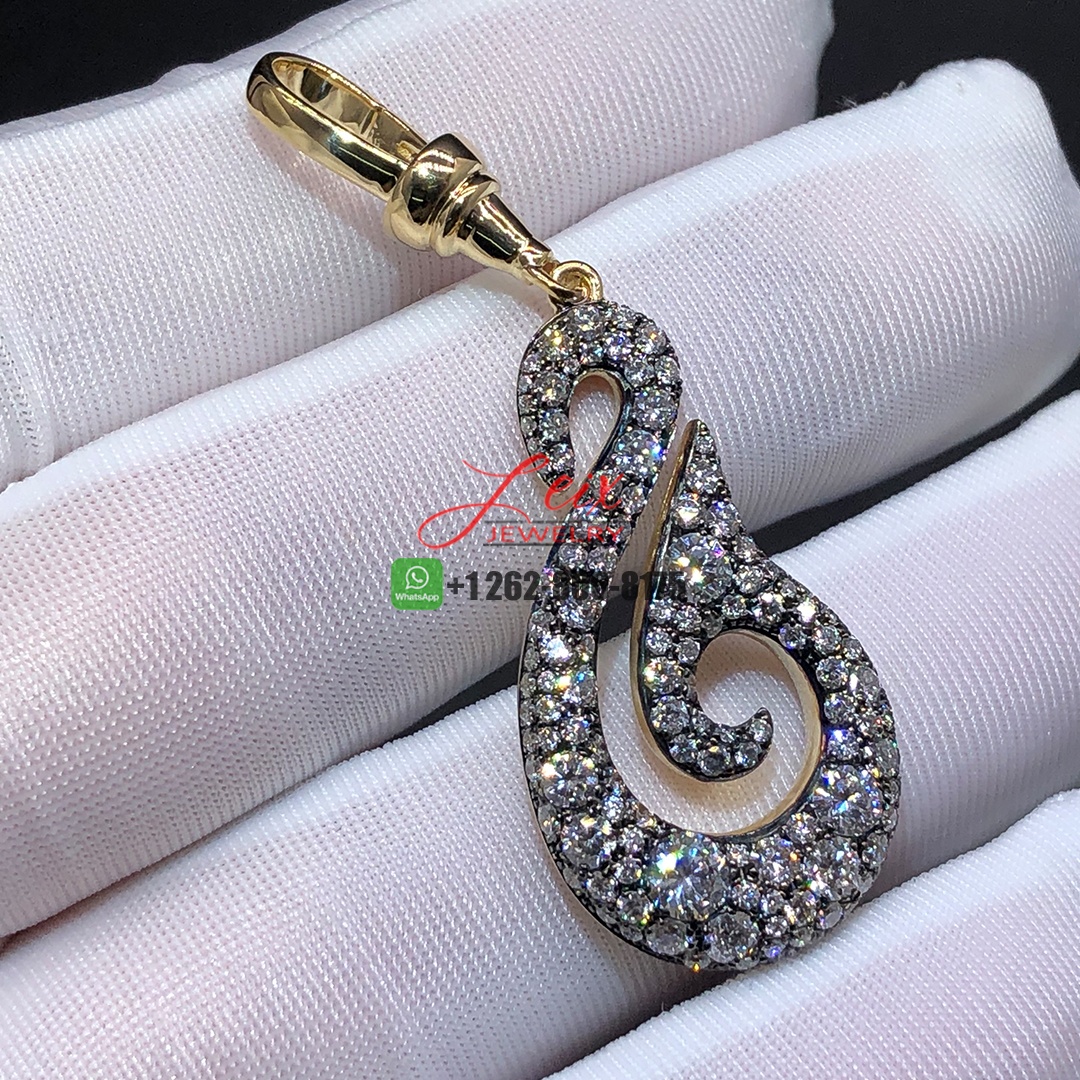 Jessica McCormack Hello Sailor Off The Hook 2.4ct Diamond Pendant 18k Yellow Gold & Blacken White Gold