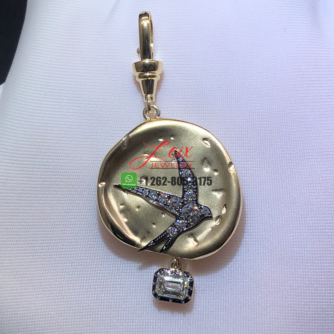 Jessica Mccormack 18k Gold Medallions Swallows & Amazons 0.7ct Diamond Pendant