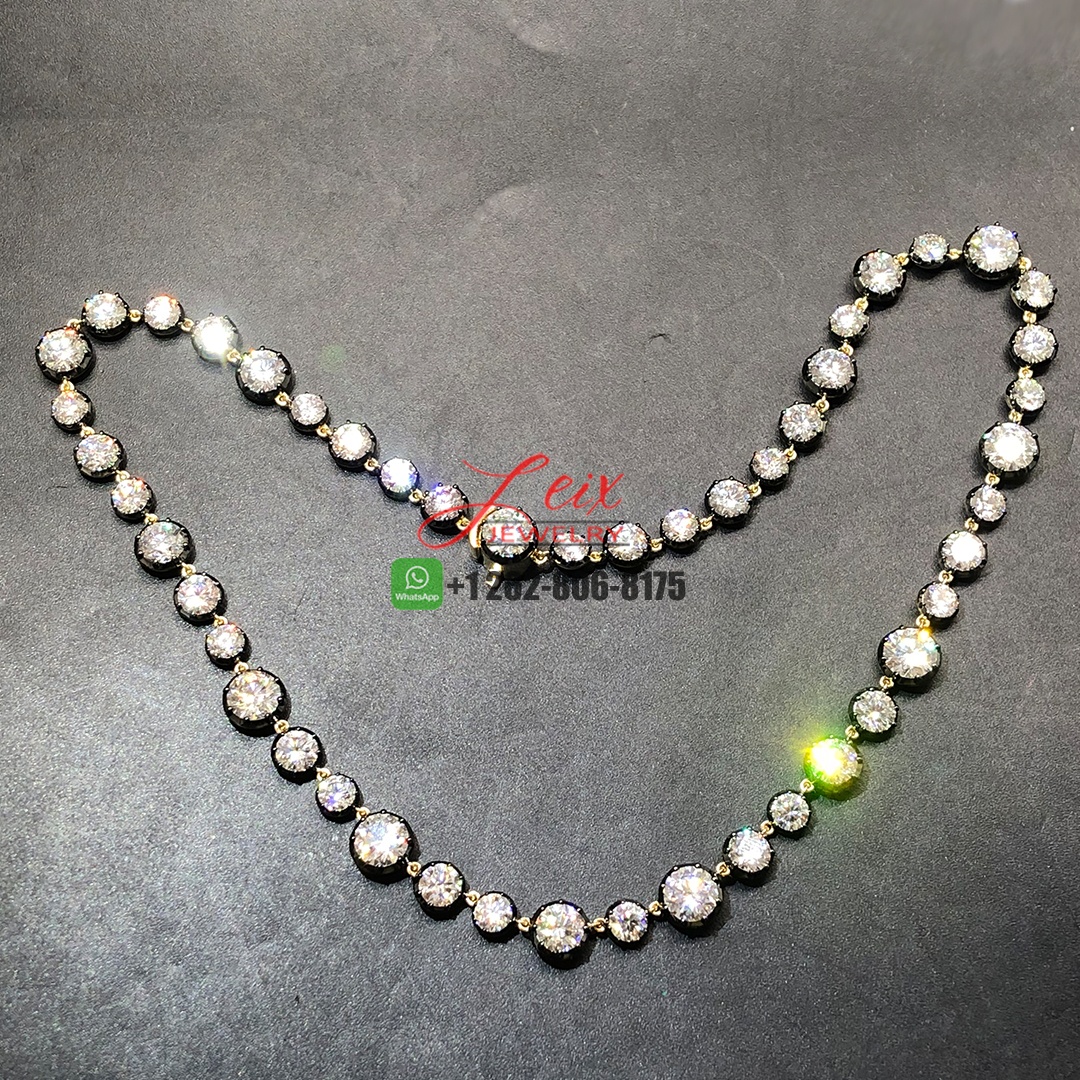 Jessica Mccormack Signature 42ct Diamond Medium Button Back Necklace 18k Yellow Gold and Blackened 18K White Gold (1)