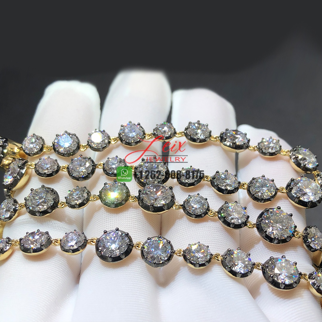 Jessica Mccormack Signature 42ct Diamond Medium Button Back Necklace 18k Yellow Gold and Blackened 18K White Gold (3)