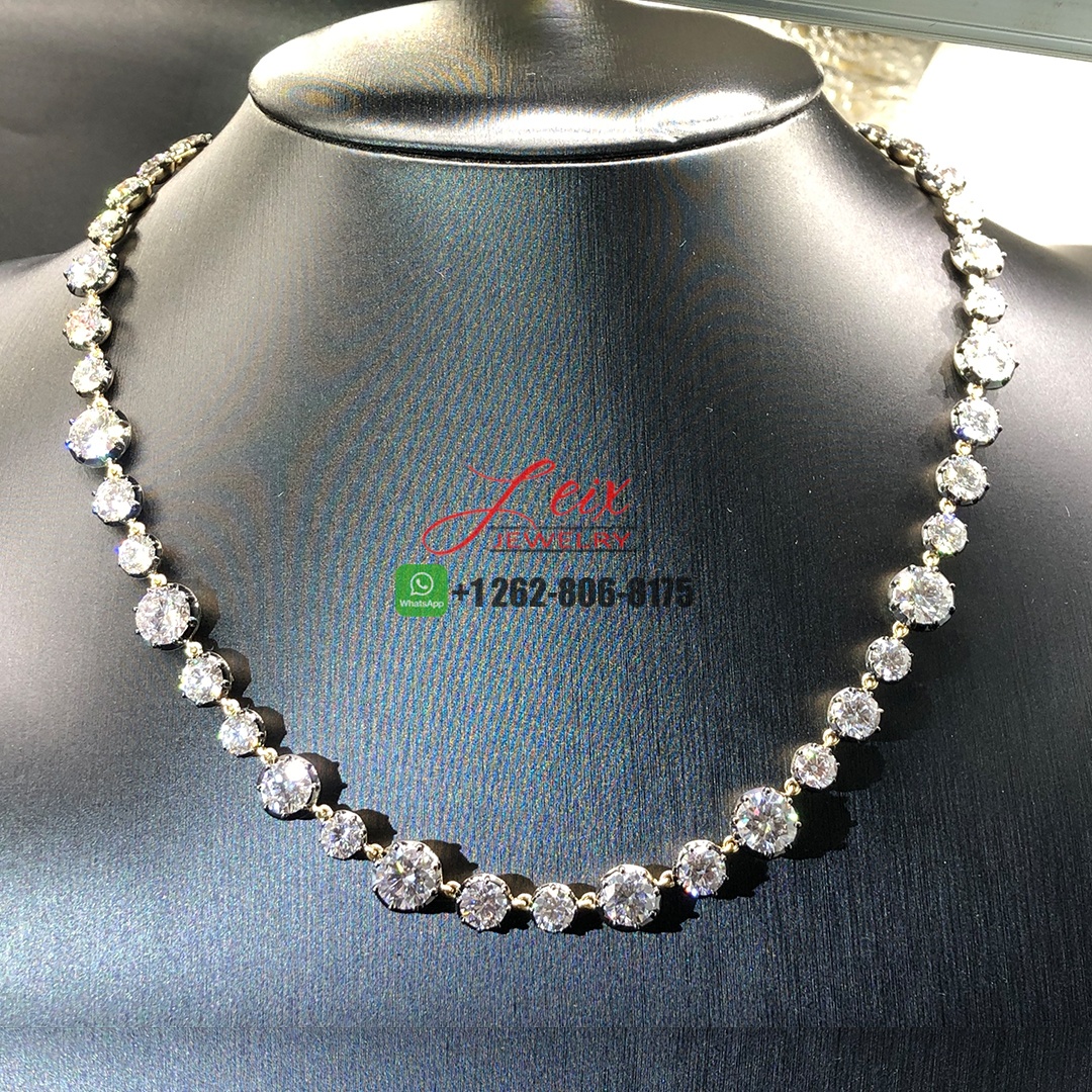 Jessica Mccormack Signature 42ct Diamond Medium Button Back Necklace 18k Yellow Gold and Blackened 18K White Gold