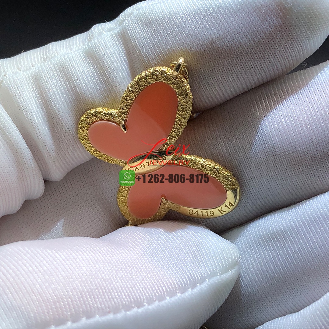 Van Cleef & Arpels 18K Yellow Gold 10 Motif Coral Butterfly Alhambra Necklace (2)