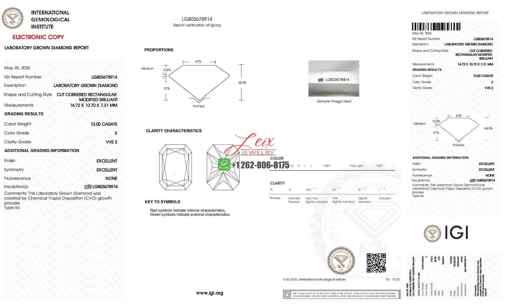 10 lab diamond IGI certificate
