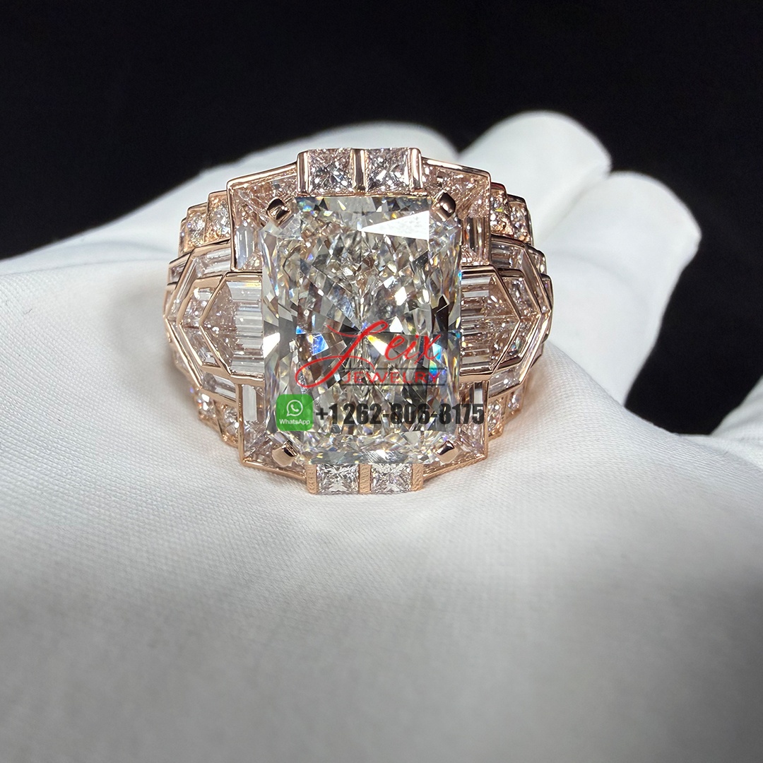 Custom Made 18k Rose Gold Radiant Cut 10ct Lab Diamond Engagement Ring (1)