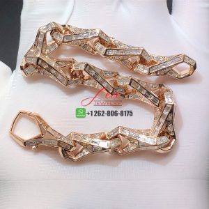 David Yurman 18K Rose Gold Pave Diamonds Men's Faceted Chain Link Bracelet