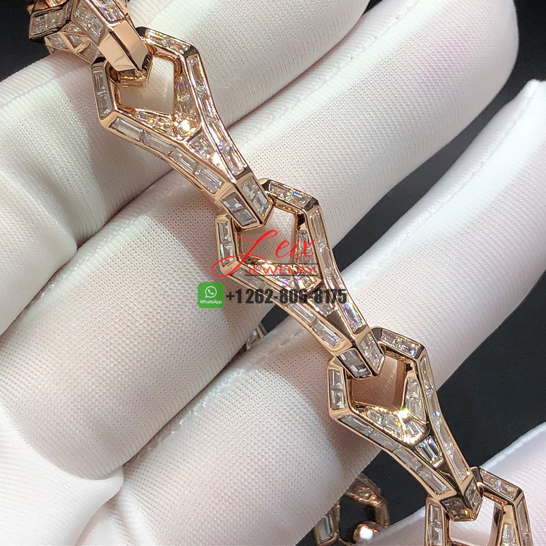 David Yurman 18K Rose Gold Pave Diamonds Men's Faceted Chain Link Bracelet (1) David Yurman 18K Rose Gold Pave Diamonds Men's Faceted Chain Link Bracelet