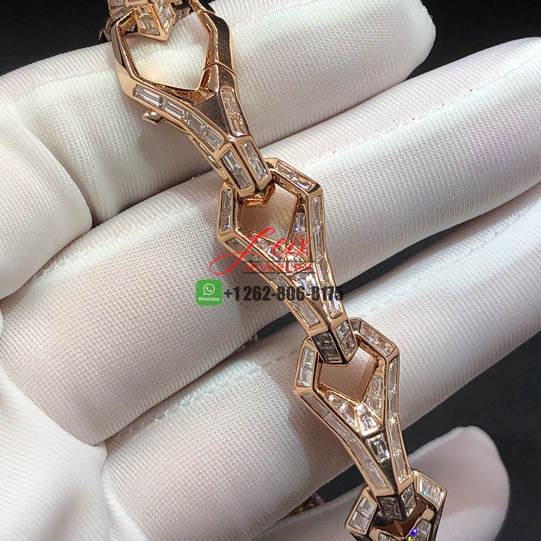 David Yurman 18K Rose Gold Pave Diamonds Men's Faceted Chain Link Bracelet (2) David Yurman 18K Rose Gold Pave Diamonds Men's Faceted Chain Link Bracelet