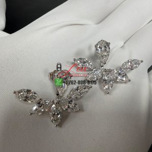Custom Made 18K White Gold 9ct Diamonds Bloom Earrings
