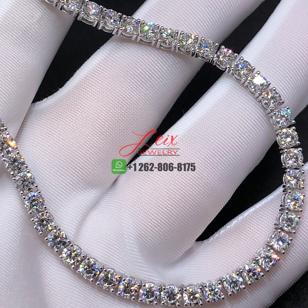 Custom Made 18k White Gold 20.78ct Round Brilliant Diamond Tennis Necklace (1) Custom Made 18k White Gold 20.78ct Round Brilliant Diamond Tennis Necklace