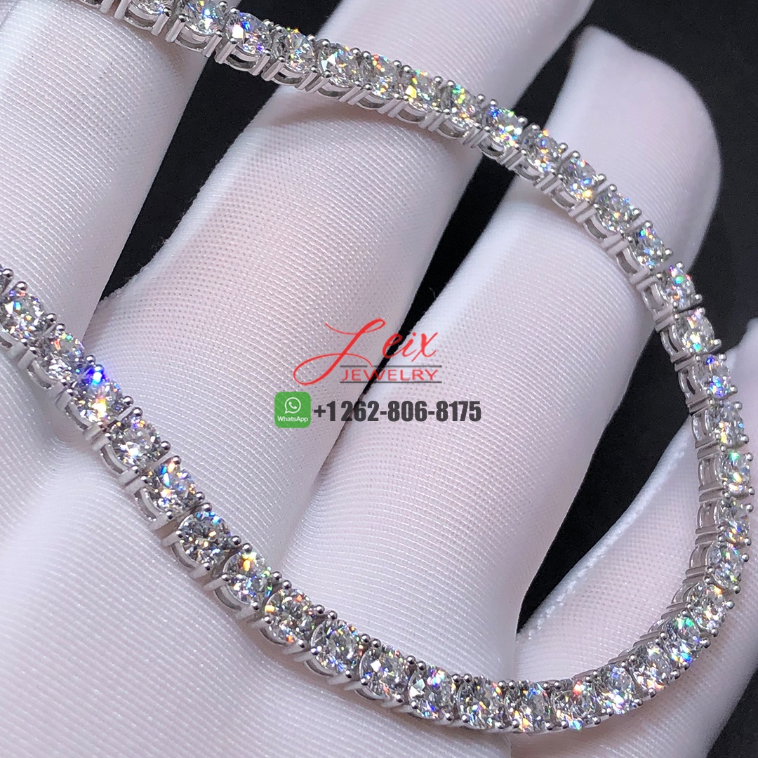 Custom Made 18k White Gold 20.78ct Round Brilliant Diamond Tennis Necklace (2) Custom Made 18k White Gold 20.78ct Round Brilliant Diamond Tennis Necklace