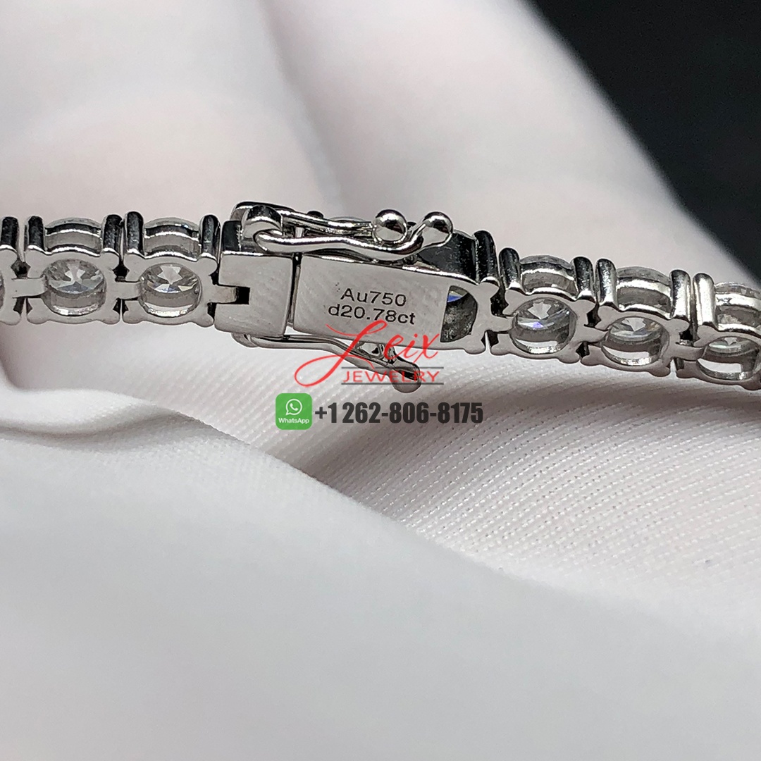 Custom Made 18k White Gold 20.78ct Round Brilliant Diamond Tennis Necklace (4) Custom Made 18k White Gold 20.78ct Round Brilliant Diamond Tennis Necklace