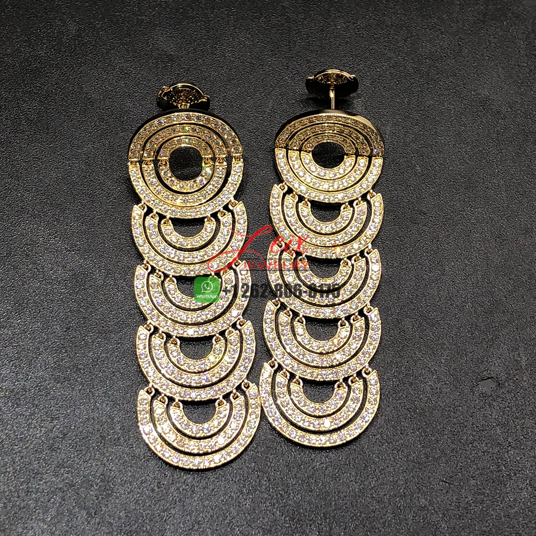 Custom Made 18k Yellow Gold Pave Diamonds Dangle Drop Earrings Custom Made 18k Yellow Gold Pave Diamonds Dangle Drop Earrings