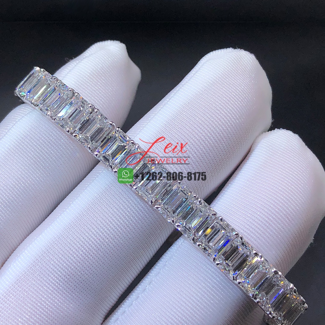 Custom Made 28ct Emerald Cut Diamond Tennis Bracelet in Platinum (2) Custom Made 28ct Emerald Cut Diamond Tennis Bracelet in Platinum