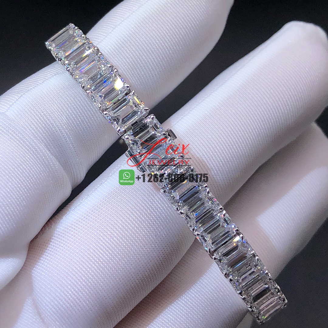 Custom Made 28ct Emerald Cut Diamond Tennis Bracelet in Platinum (3) Custom Made 28ct Emerald Cut Diamond Tennis Bracelet in Platinum