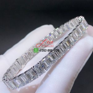 Custom Made 28ct Emerald Cut Diamond Tennis Bracelet in Platinum