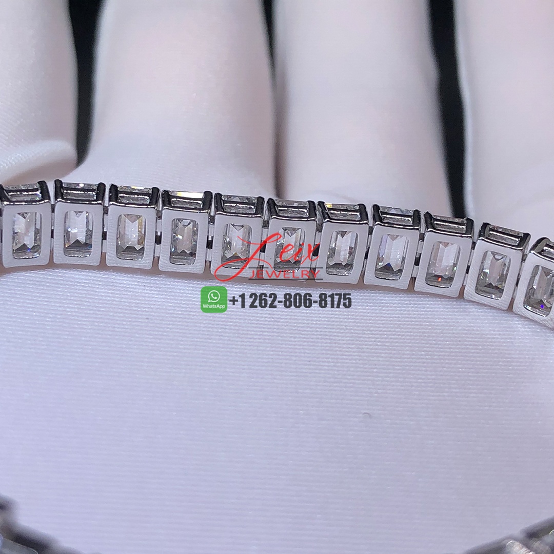 Custom Made 28ct Emerald Cut Diamond Tennis Bracelet in Platinum (6) Custom Made 28ct Emerald Cut Diamond Tennis Bracelet in Platinum